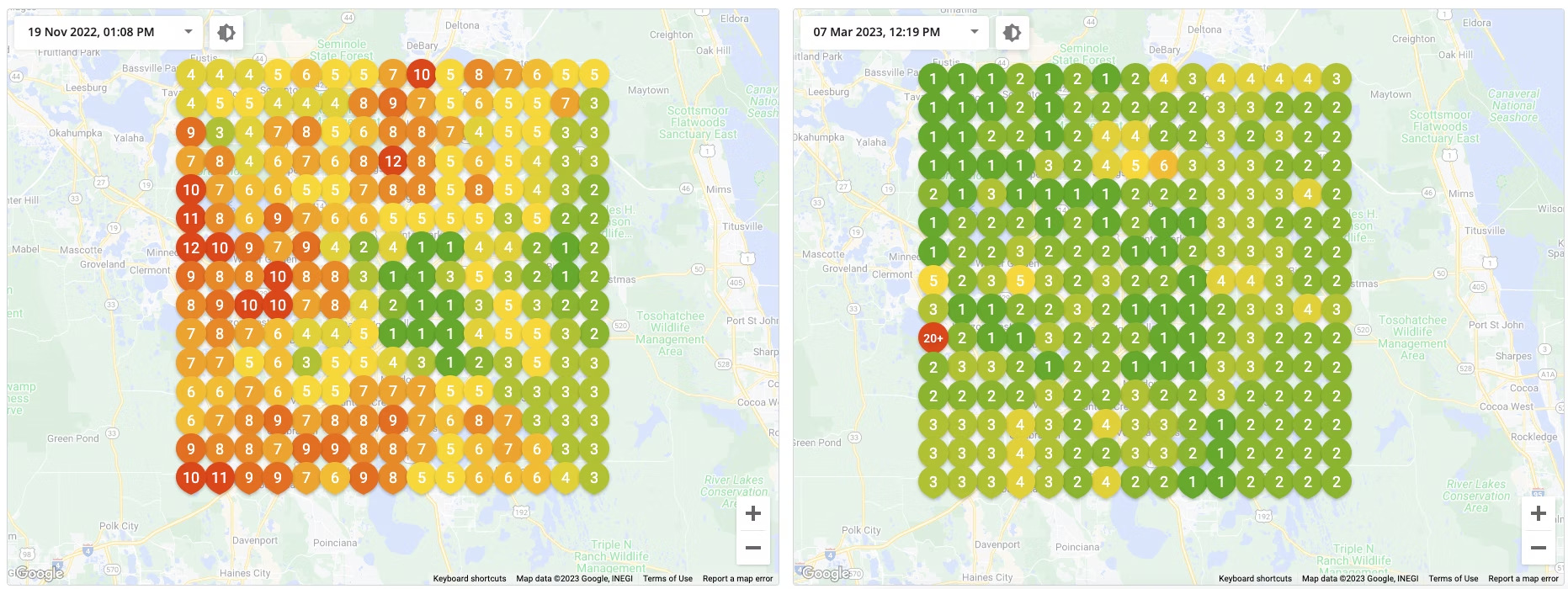 Rank map before/after - red turning to green